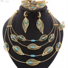 China High Quality Fashion Dubai Gold Leaf Design Green Crystal Jewelry Set Supplier from China manufacturer