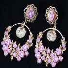 China Hot Sale Imitation Jewellery Europe and the United States pastoral wind luxury soft pottery water drops earrings coins beauty head retro flowers earrings manufacturer