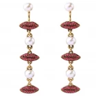 China Long Pendant Designs Pearl Pink Lip shaped Pearl Earrings manufacturer China manufacturer