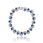 China New Arrive Blue Tennis Bracelet Women Cubic Zirconia Jewelry Bridal Crystal Bangle For Mom And Daughter manufacturer