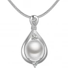 China New Design Pearl Necklace Simple Water-Drop Rhinestone Single Pearl Natural Pearl Necklace Wholesale manufacturer
