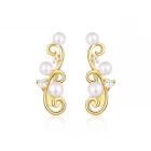 China New S925 sterling silver rattan earrings court retro wild pearl earrings ladies earrings manufacturer