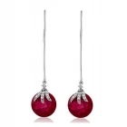 China New Style Blue Sapphire 925 Sterling Silver Dangle Earrings For Women manufacturer