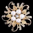 China New Women Top Quality Flower Pearl Broches Pins Jewelry Fashion Wedding Party Crystal Brooch Fashion  Jewelry manufacturer