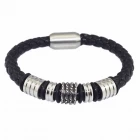 China PU leather braided bracelets for man, 2018 trend new boys Stainless Steel Titanium bangles bracelets with magnetic clasp manufacturer