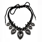 China The latest European and American hand-woven fashion hemp rope drop-shaped gemstone short necklace manufacturer