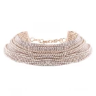 China Trendy Best Gift Charm Layering Diamant Choker Halskette Multi Rows Strass chokers Schmuck für Ladies Austrian Strass fit Fashion Jewelry, DIY Women Schmuck Hersteller