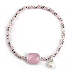 China Trendy Simple Style Natural Pink Birthstone Pearl Charm Glass Bead Bracelet For Female manufacturer
