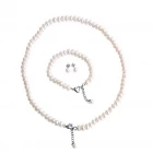 Cina White Freshwater Pearl Necklace Earring Ear Studs Hand Chain 3 Piece Suit Manufacturer China produttore