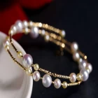 China Wholesale Fashion 18K Rose Gold Plated Pearl Two Layers Chain Bracelet for Lady manufacturer