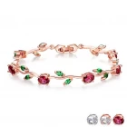 China Wholesale Jewelry Fashion  Bracelet Diamond Bangle Bracelet  Rose Gold  Beautiful Leaves Designed Zircon Crystal Tennis Bracelets Friendly Gift manufacturer