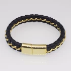 China Wholesale PU leather braided bracelets for man, boys Stainless Steel bangles bracelets jewelry with magnetic clasp closure made in Shenzhen manufacturer
