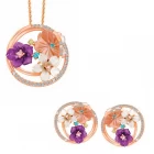 China Women Jewelry Alloy Crystal Resin Jewelry Rose Gold Plated Jewelry Necklace Stud Earrings Sets N1010 manufacturer
