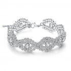 China Womens Silver Plated White Clear Rhinestone Crystal Bracelet Jewelry Supplier manufacturer