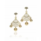 China round pearl fan shape earrings , fashion earrings for women jewelry, women earrings E1018 manufacturer