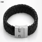 China wholesale custom fashion magnetic clasp handmade genuine mens leather bracelet manufacturer China manufacturer