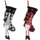 Chiny Hanging xmas tree ornaments decor plush candy gift bags santa knit christmas stocking producent