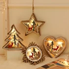 Chiny Snowflake heart pentastar tree shape bedroom Lamp lights Christmas led Wood tree for home decoration producent
