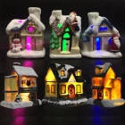 Chiny Tabletop indoor decoration ceramics house ornaments led resin christmas village producent