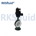 China China Chinese butterfly valve PTFE sear PFA disc DN100 4IN electric actuator manufacturer