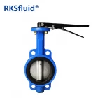 China RKSfluid low price ductile iron 50mm wafer type resilient seat butterfly valve with handle lever manufacturer