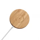 porcelana Material de bambú de mini tamaño Magsafe Magsafe 15W Cargador inalámbrico rápido con color de madera personalizable y cable de entrada incorporado (MH-D50) fabricante