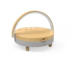 porcelana Lámpara de mesa de noche de música portátil con cargador inalámbrico de soporte de teléfono y altavoz inalámbrico de color de madera personalizable con tela (MH-Q960B) fabricante