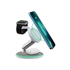 China Competitive Price Magnetic Wireless Charging Station and 15W Foldable MagSafe Charger With Night Lamp and Customized PU Surface (MH-Q490) manufacturer
