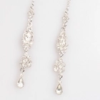 الصين Beautiful silver filigree long drop crystal earrings designs E30097 الصانع