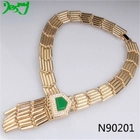 China Gold tassel women's fashion jewelry turquoise choker statement necklace manufacturer