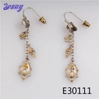 الصين Leaf shape silver long swarovski crystal earrings designs E30111 الصانع