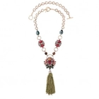 الصين Sweet Candy Style Rhinestone Diamonds Tassel Sweater Necklace Green Beads Handmade Necklace Jewelry الصانع