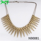 China Vintage Style Multi Leaves Metal  Choker Necklaces  Hot Spiky Bib Necklace manufacturer
