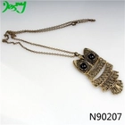 الصين antique gold long chain owl pendant costume necklace N90207 الصانع