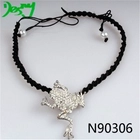 الصين braided black rope chunky silver frog choker necklace N90306 الصانع
