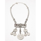 China brass layered beads red rhinestone bar silver coin necklace manufacturer