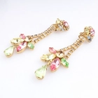 الصين cheap flower shaped rhinestone dangling earrings E30061 الصانع