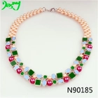الصين chunky bead red pearl fashion jewelry choker necklace N90185 الصانع