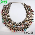 الصين handmade crystal colorful bead bib statement necklace N90105 الصانع