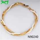 الصين hip gold chain braided pearl necklace fashion jewelry N90240 الصانع