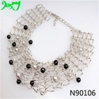 الصين imitation pearl seed bead twisted wire bangle necklace N90106 الصانع