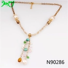 الصين keychain artificial pearl emerald beads necklace N90286 الصانع