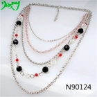 China layered beautiful chain link crystal beads statement necklace manufacturer