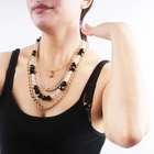 China layered gold chains beads crystal sex charmed necklace N90070 manufacturer