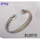 الصين layered spiral gemstone sterling silver cuff bangle B10070 الصانع