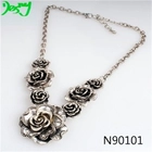 الصين shenzhen flower statement antique silver necklace N90101 الصانع