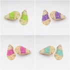 中国 wholesale colorful rhinestone tortoise shell clip on earrings E30012 メーカー