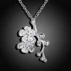 China 925 Sterling Silver Cherry Blossom Flower Necklace NS2 925 silver jewelry supplier china manufacturer