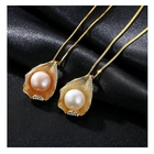 China 925 sterling silver pearl necklace pendant 18K gold shell pearl necklace NS1 925 silver jewelry wholesales manufacturer