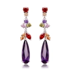 China Charm Rhinestone Gold Plated Colorful High-end zircon  Long Dangle Drop Earrings Women Fashion Bridal Jewelry manufacturer
